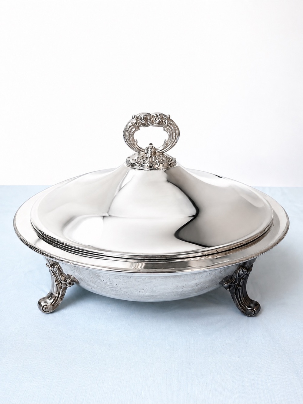 Vintage Silverplate EPCA Bristol Silver by Poole #58 Footed Covered Serving Dish